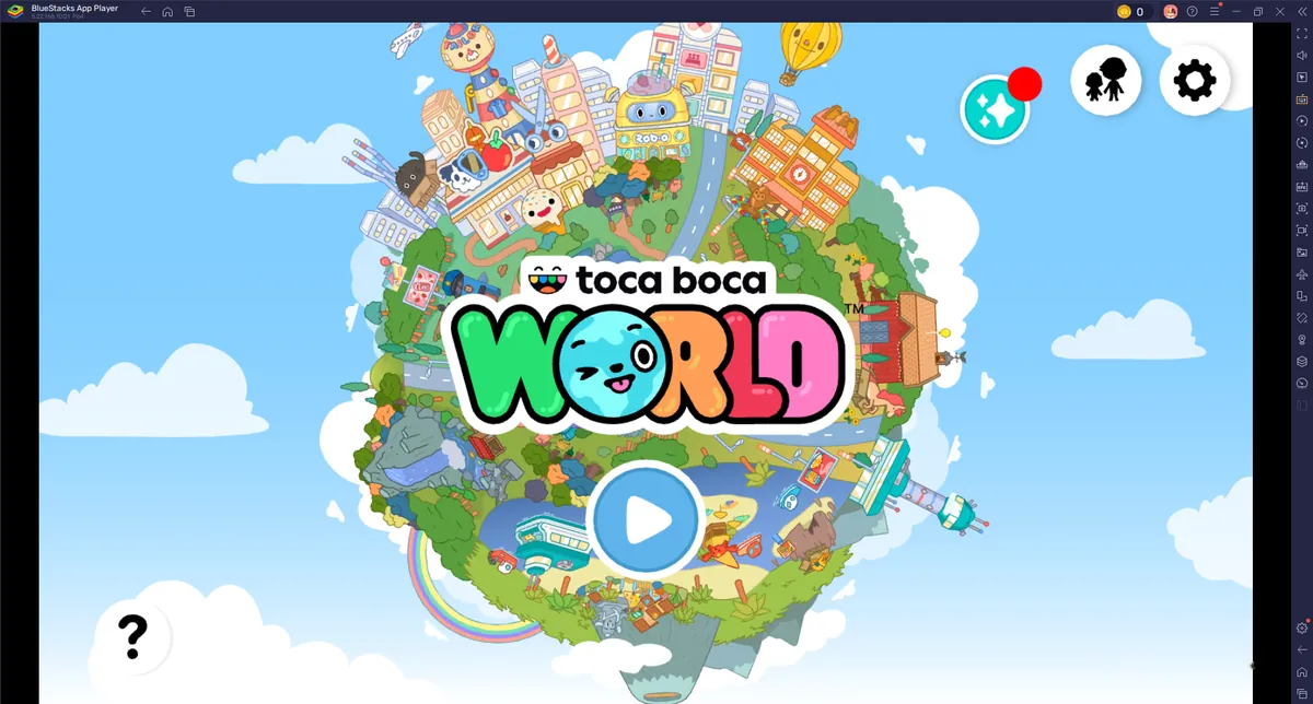 Toca Boca World в BlueStacks на Windows: стартовый экран игры